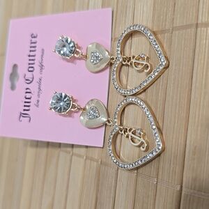 Juicy Couture Gold Heart Earrings with Shine Accents